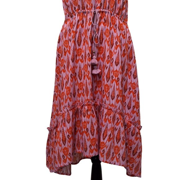 Figue Tahlia Ikat Pink Flutter Sleeve Hi-Low Hem Dress  Womens S Vibrant - Picture 6 of 11